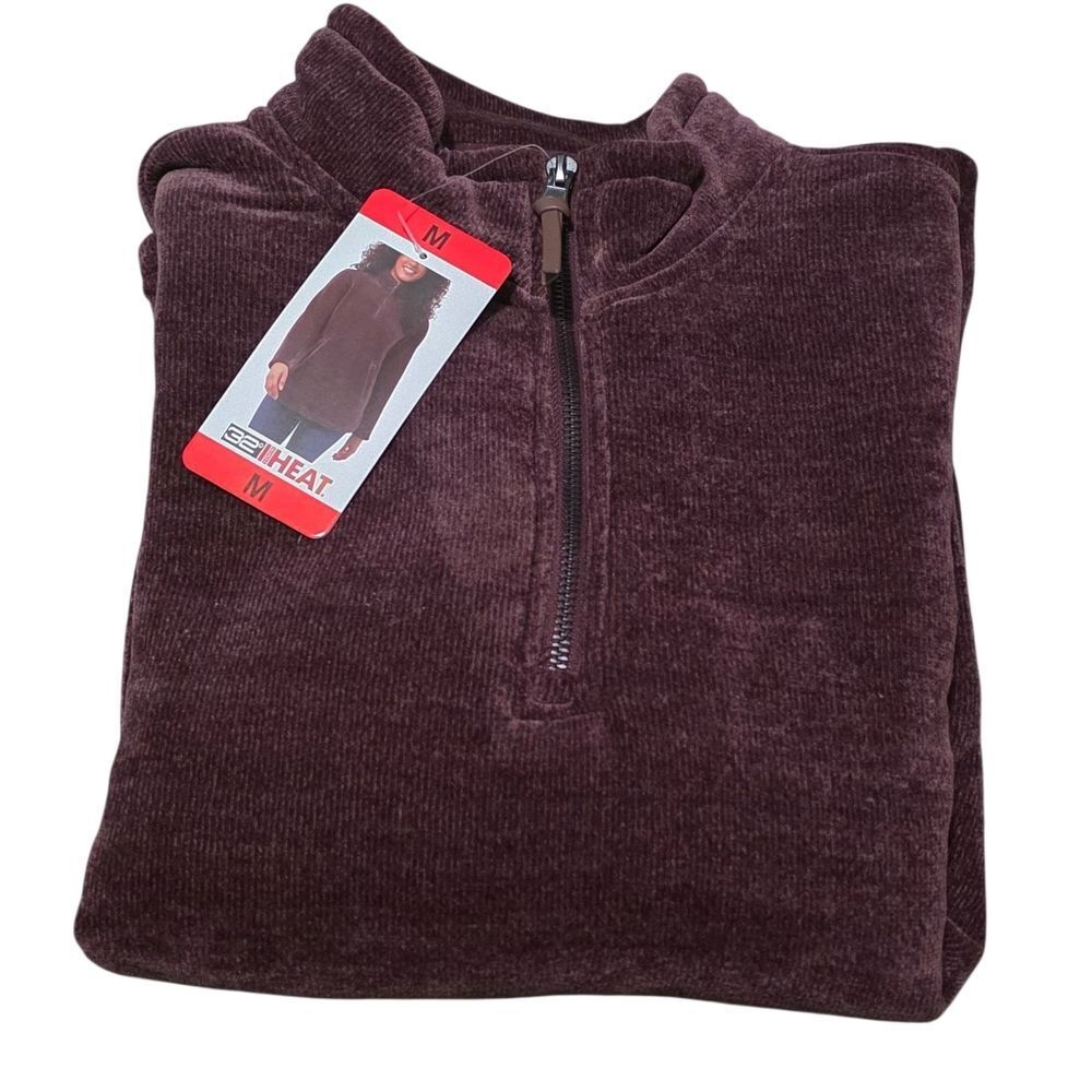 Women's Burgundy 32 Degeees 1/3-Zip Sweater